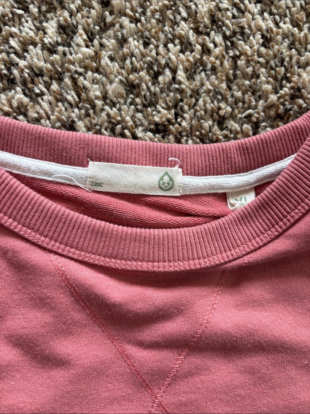 tasc brand Dusty Rose Crewneck Sweatshirt with Eco Logo